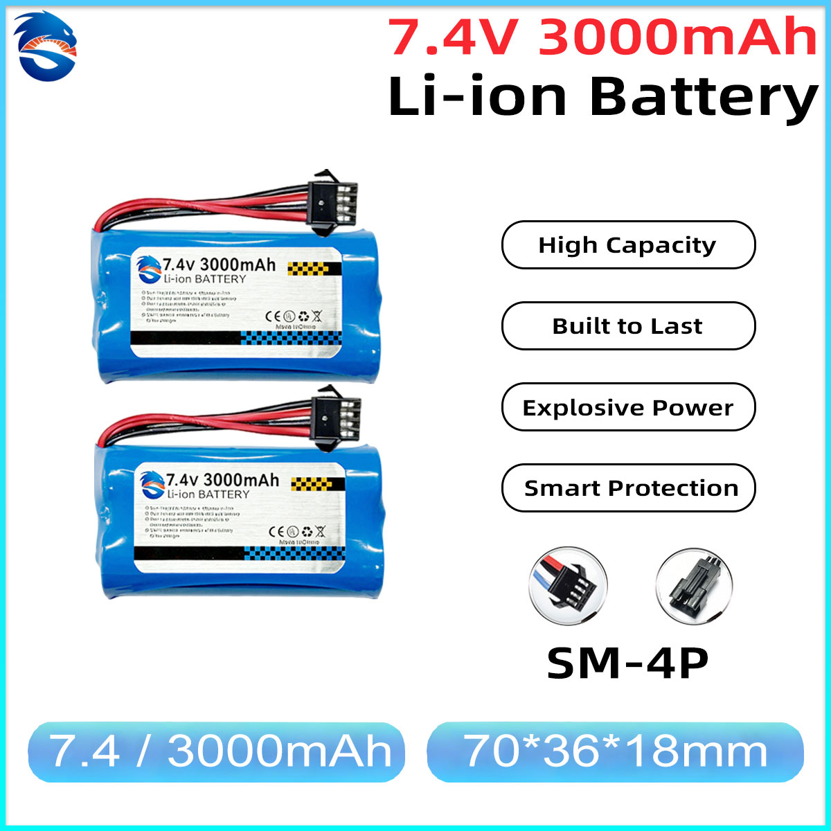 Rc Hobby Factory - Skymaker 7.4V 3000mAh 2S Li-Ion Battery