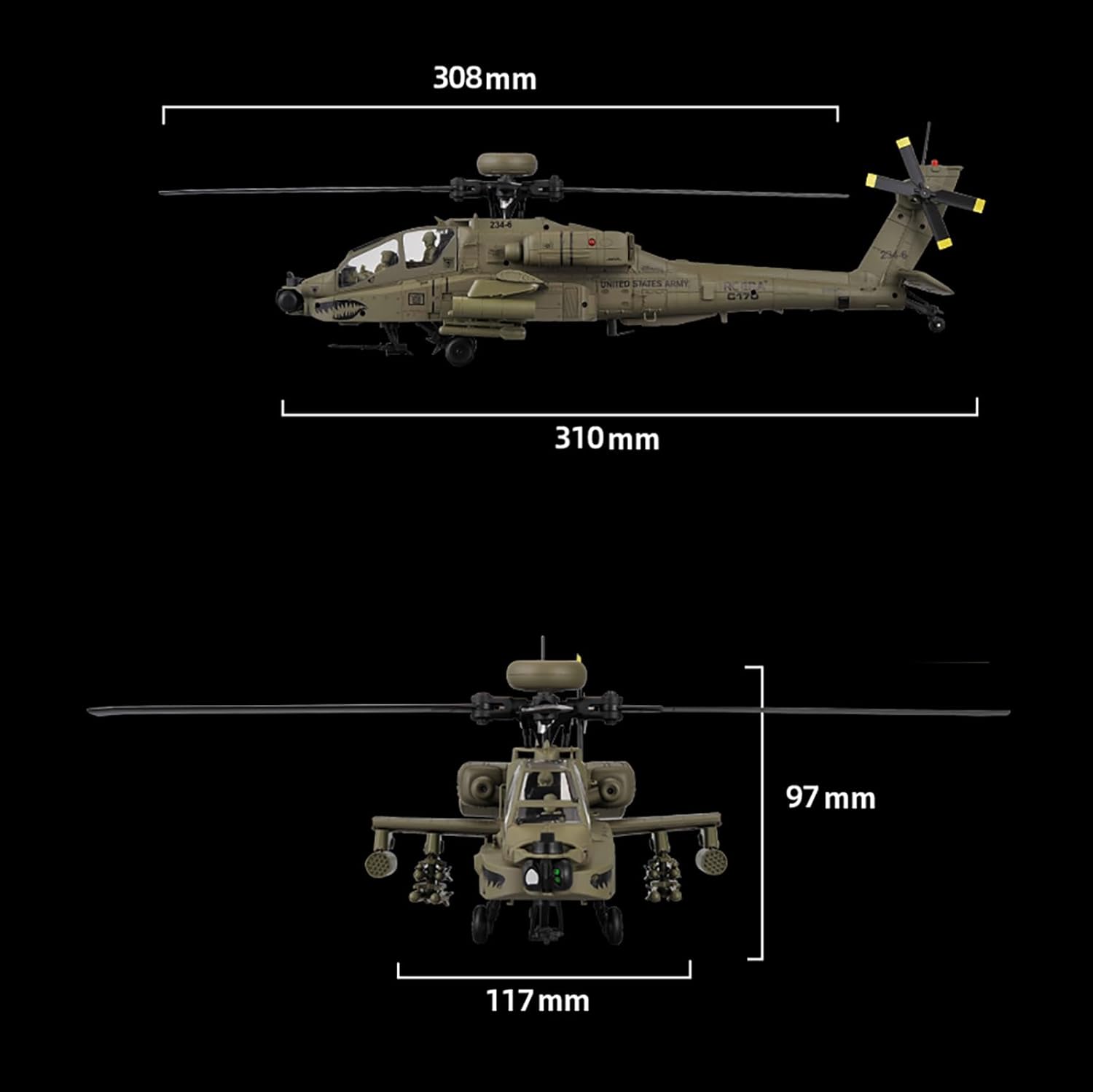 310MM 6CH C170 AH-64D Remote C - Rc Helicopter Hobby Grade 评论和价格