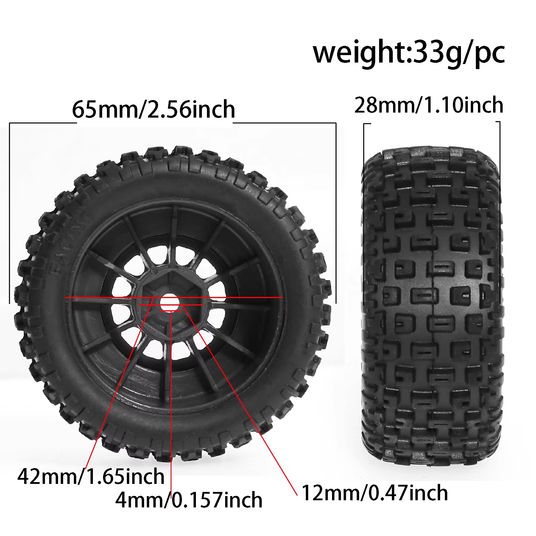 Rc 4 65mm rubber tires Tyre 12 - Rc Drift Car Brushless 评论和价格